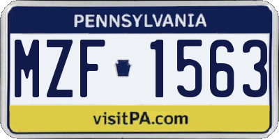 PA license plate MZF1563