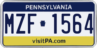 PA license plate MZF1564