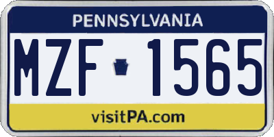 PA license plate MZF1565