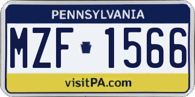 PA license plate MZF1566
