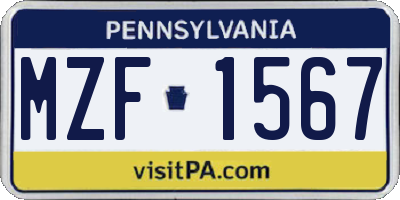 PA license plate MZF1567