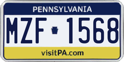 PA license plate MZF1568