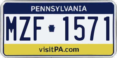 PA license plate MZF1571