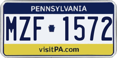 PA license plate MZF1572
