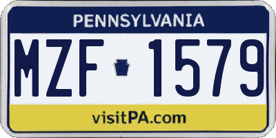 PA license plate MZF1579