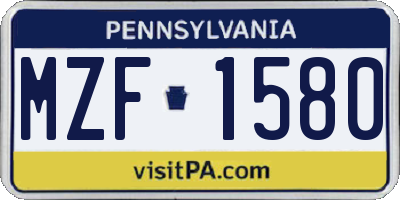 PA license plate MZF1580