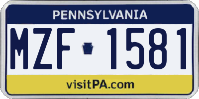 PA license plate MZF1581