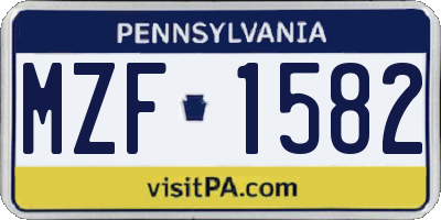 PA license plate MZF1582