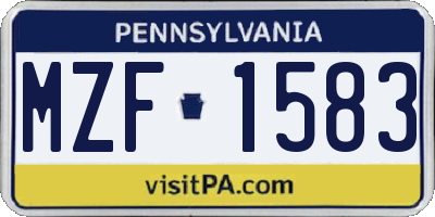 PA license plate MZF1583