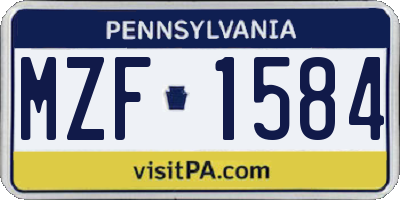 PA license plate MZF1584