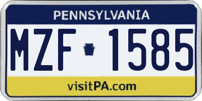 PA license plate MZF1585