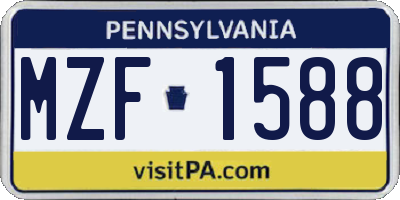 PA license plate MZF1588