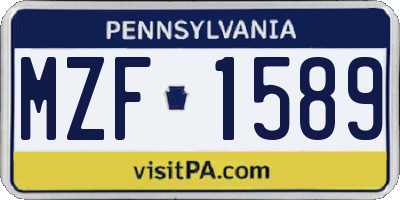 PA license plate MZF1589