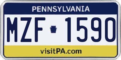PA license plate MZF1590