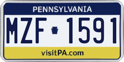 PA license plate MZF1591