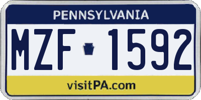PA license plate MZF1592