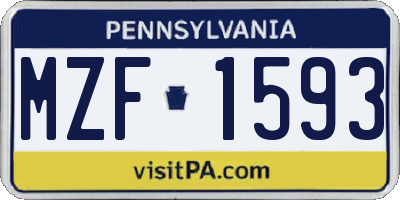 PA license plate MZF1593