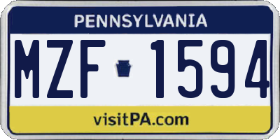 PA license plate MZF1594