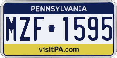 PA license plate MZF1595