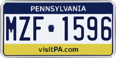 PA license plate MZF1596