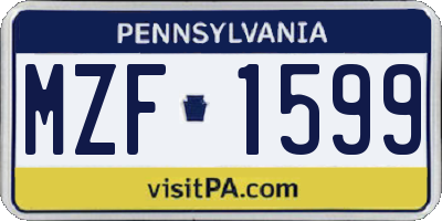 PA license plate MZF1599