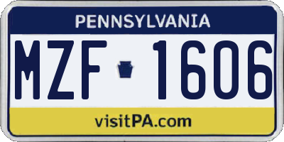 PA license plate MZF1606
