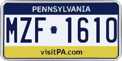 PA license plate MZF1610