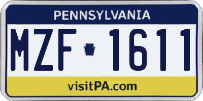 PA license plate MZF1611
