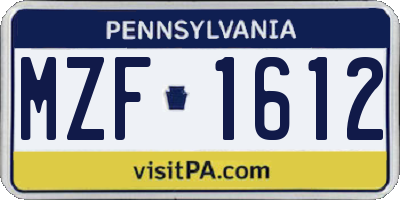 PA license plate MZF1612