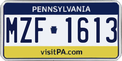PA license plate MZF1613