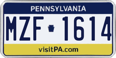 PA license plate MZF1614