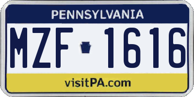 PA license plate MZF1616