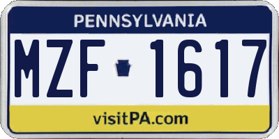 PA license plate MZF1617
