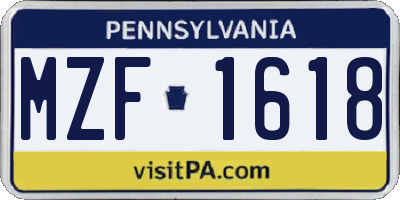 PA license plate MZF1618
