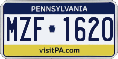 PA license plate MZF1620