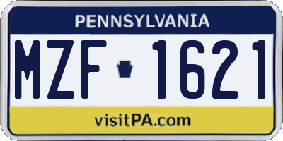 PA license plate MZF1621