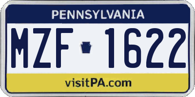 PA license plate MZF1622