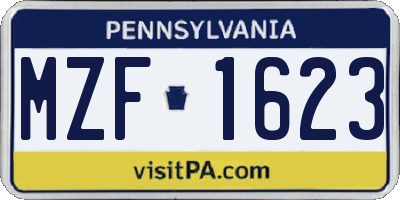 PA license plate MZF1623