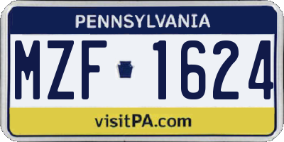 PA license plate MZF1624