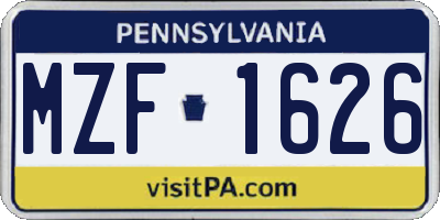 PA license plate MZF1626