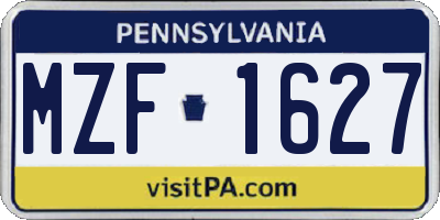 PA license plate MZF1627
