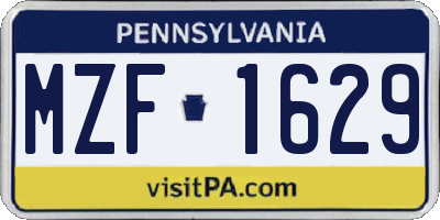 PA license plate MZF1629