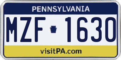 PA license plate MZF1630