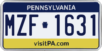 PA license plate MZF1631