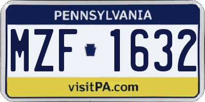 PA license plate MZF1632