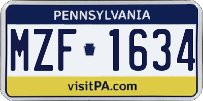 PA license plate MZF1634