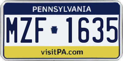 PA license plate MZF1635