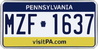 PA license plate MZF1637