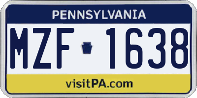 PA license plate MZF1638