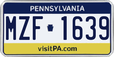 PA license plate MZF1639